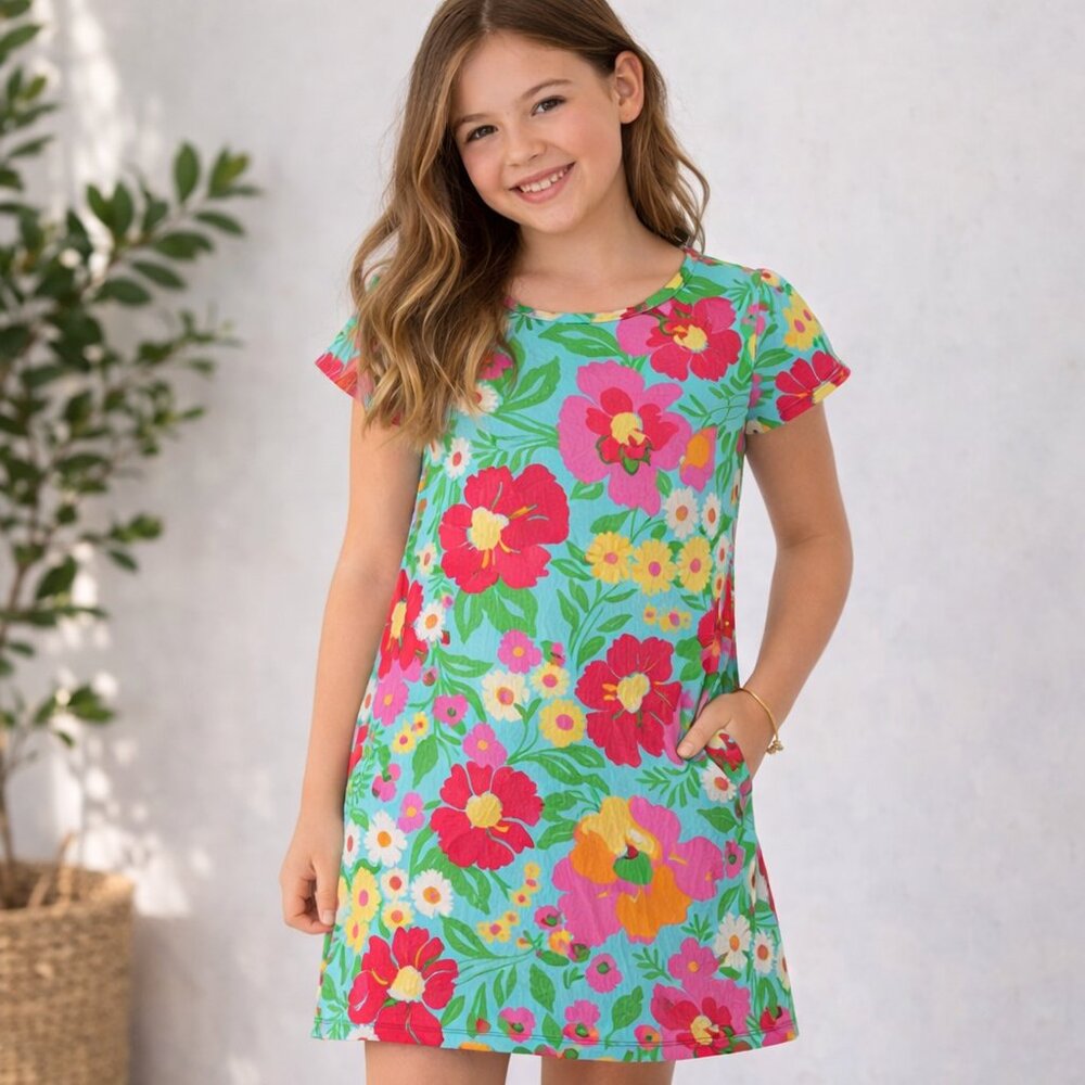 Lilly‎ Pulitzer Girls Ants on Parade Dress Size L Floral T Shirt Dress